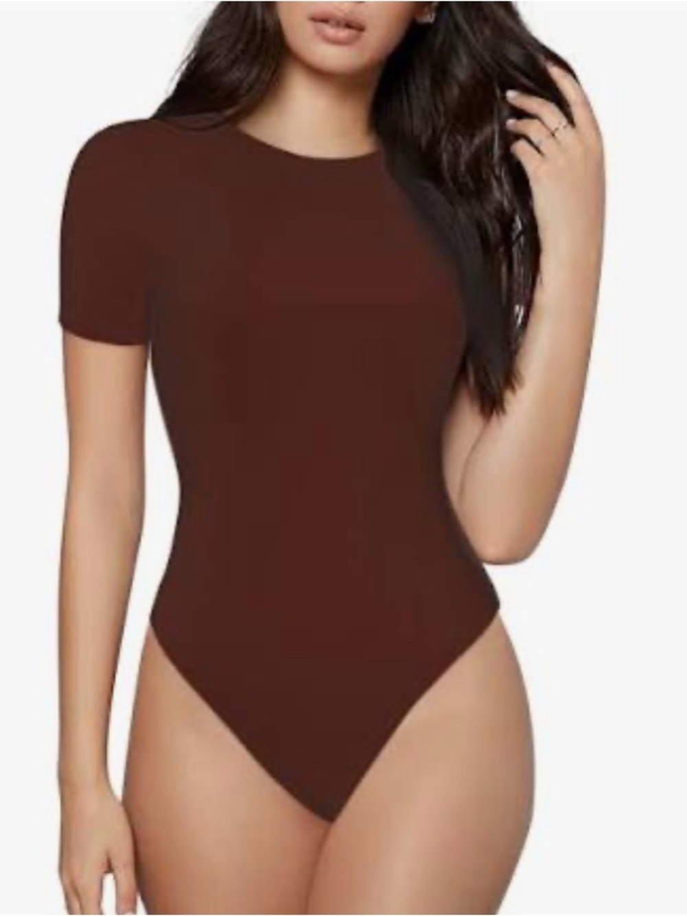 SHEIN Curve 3XL Rust Brown Short Sleeve Thong Snap Crotch Bodysuit